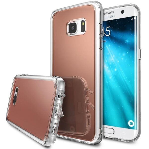 Ringke Mirror Fusion Galaxy S7 Edge ile Uyumlu Aynalı Kılıf Rose Gold