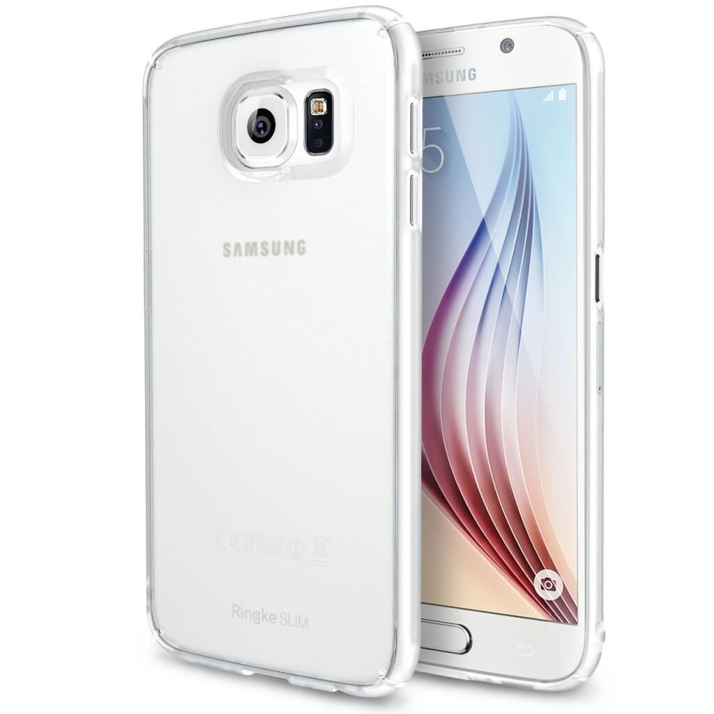 Ringke Slim Frost Galaxy S6 ile Uyumlu Kılıf White 4 Tarafı Saran Tam Koruma İnce Buzlu Şeffaf