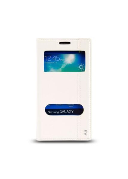 Galaxy A3 (A300) ile Uyumlu Pencereli Magnum Kılıf Beyaz