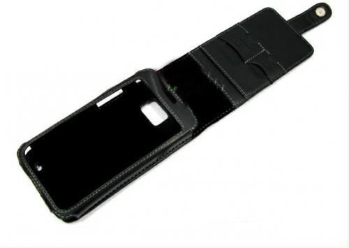 Galaxy S2 i9100 ile Uyumlu Deri Kılıf Dik Model Siyah