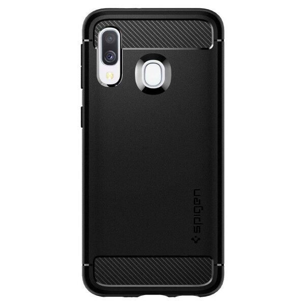 Spigen Galaxy A40 ile Uyumlu Kılıf Rugged Armor Black