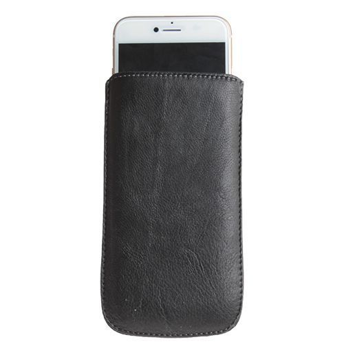 iPhone 6 ile Uyumlu Kılıf Çekmeli Gerçek Deri Siyah