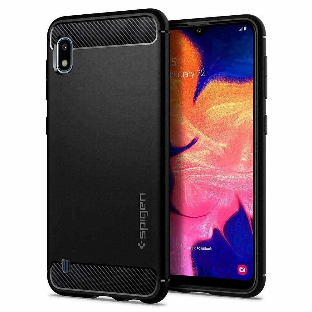 Spigen Galaxy A10 ile Uyumlu Kılıf Rugged Armor Black