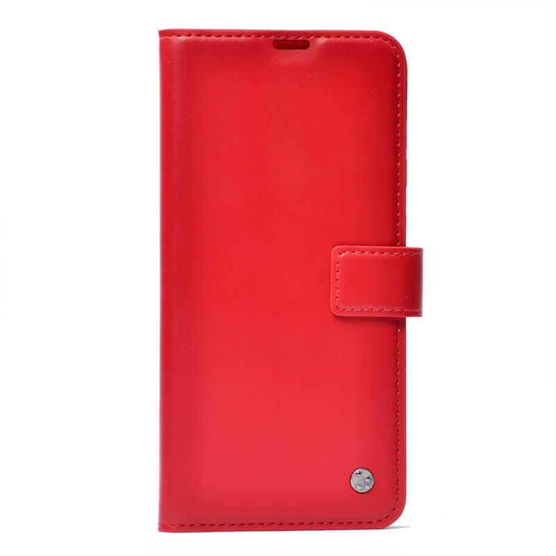 Galaxy S20 Ultra ile Uyumlu Kılıf Yan Model Kartlıklı Cüzdanlı Kırmızı