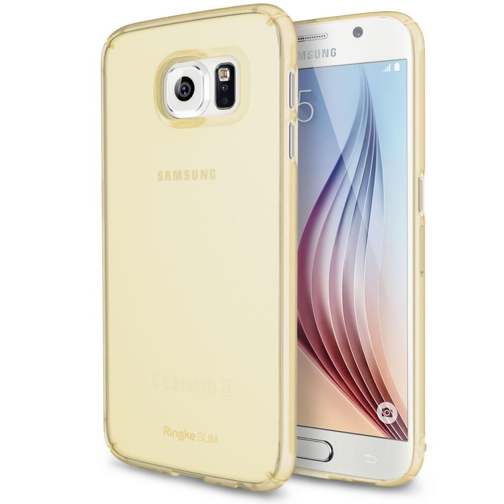 Ringke Slim Frost Galaxy S6 ile Uyumlu Kılıf Yellow 4 Tarafı Saran Tam Koruma İnce Buzlu Şeffaf