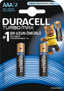 Duracell Turbo Max Alkalin AAA 2'li İnce Kalem Pil