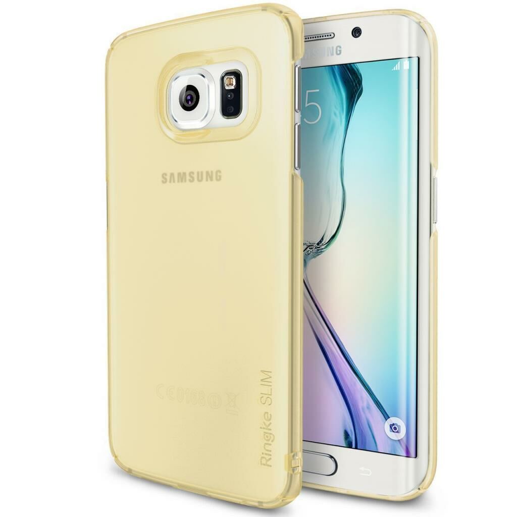 Ringke Slim Frost Galaxy S6 Edge ile Uyumlu Kılıf Yellow 4 Tarafı Saran Tam Koruma İnce Buzlu Şeffaf