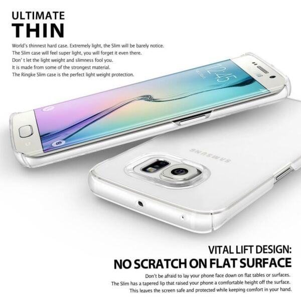 Ringke Slim Frost Galaxy S6 Edge ile Uyumlu Kılıf Yellow 4 Tarafı Saran Tam Koruma İnce Buzlu Şeffaf