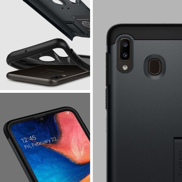 Spigen Galaxy M10s / A30 / A20 ile Uyumlu Kılıf Slim Armor Metal Slate