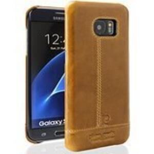 Pierre Cardin Galaxy S7 Edge ile Uyumlu Deri Arka Koruma Paneli Kahve PCL-P03