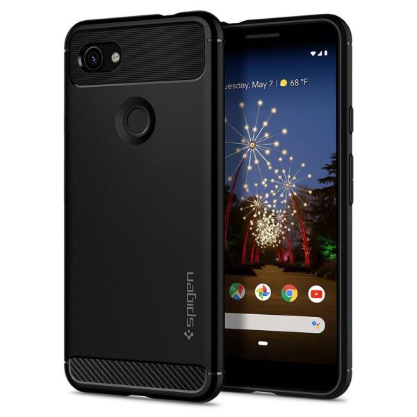 Spigen Pixel 3a XL ile Uyumlu Kılıf Rugged Armor Matte Black