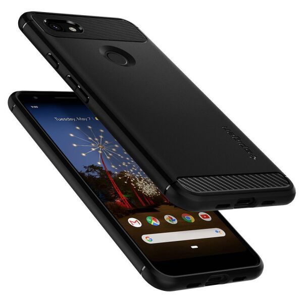 Spigen Pixel 3a XL ile Uyumlu Kılıf Rugged Armor Matte Black
