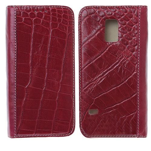 Galaxy S5 Mini G800H ile Uyumlu Hakiki Deri Kapaklı Kılıf Kırmızı