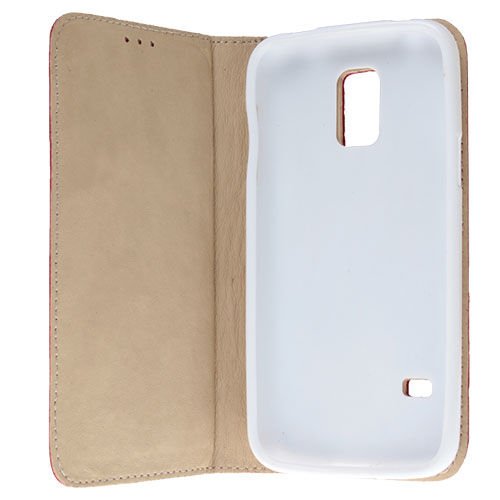 Galaxy S5 Mini G800H ile Uyumlu Hakiki Deri Kapaklı Kılıf Kırmızı