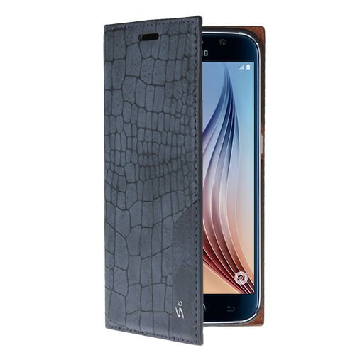 Galaxy S6 ile Uyumlu Kılıf Rock Serisi Kapaklı Lacivert