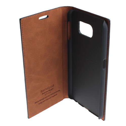 Galaxy S6 ile Uyumlu Kılıf Rock Serisi Kapaklı Lacivert