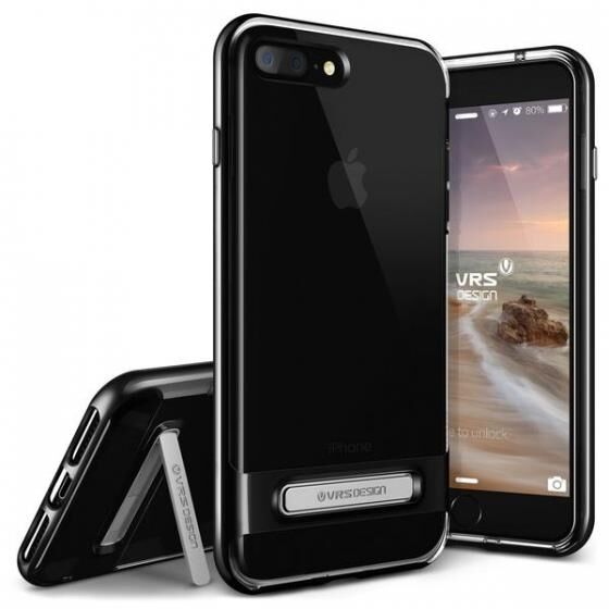 VRS Design iPhone 8 Plus / 7 Plus ile Uyumlu Crystal Bumper Kılıf Jet Black (Out)