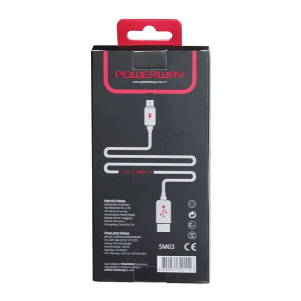 Powerway Micro USB Hızlı Şarj Kablosu 1M SM03