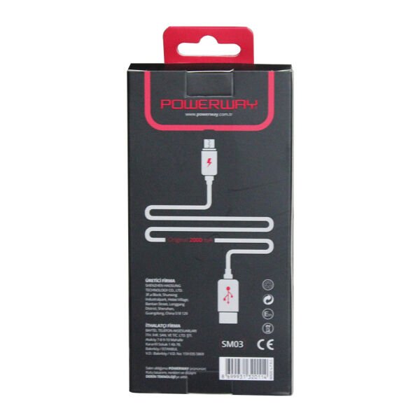 Powerway Micro USB Hızlı Şarj Kablosu 1M SM03