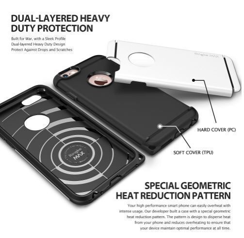 Ringke Max iPhone 6s/ 6 ile Uyumlu  Kılıf Gun Metal Tam Koruma Isı Dağılımlı Şok Emici Teknoloji