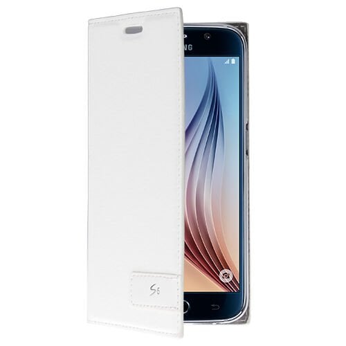 Galaxy S6 ile Uyumlu Kılıf Kapaklı Safir Serisi Beyaz