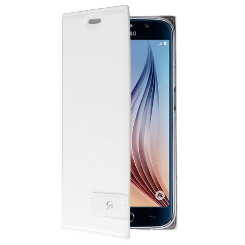 Galaxy S6 ile Uyumlu Kılıf Kapaklı Safir Serisi Beyaz