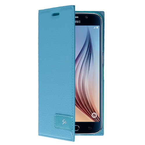 Galaxy S6 ile Uyumlu Kılıf Kapaklı Safir Serisi Mavi