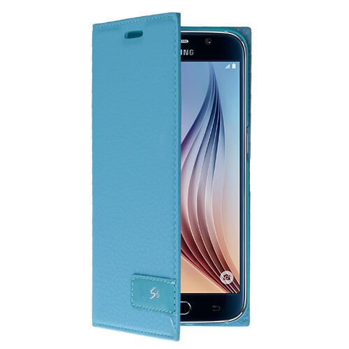 Galaxy S6 ile Uyumlu Kılıf Kapaklı Safir Serisi Mavi