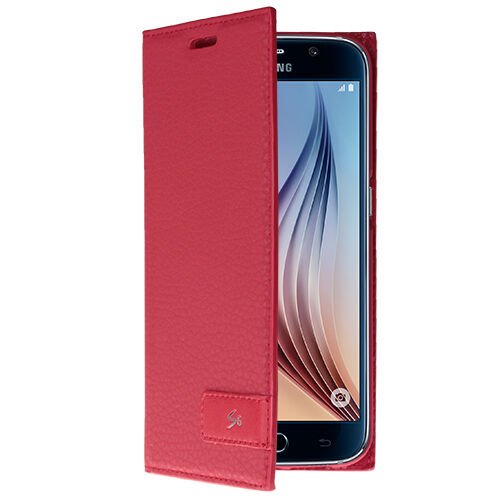 Galaxy S6 ile Uyumlu Kılıf Kapaklı Safir Serisi Kırmızı
