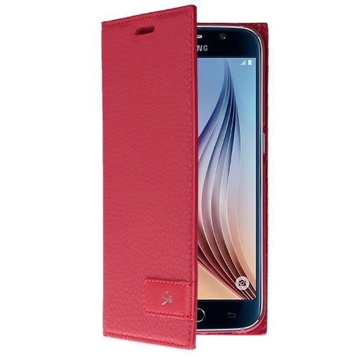 Galaxy S6 ile Uyumlu Kılıf Kapaklı Safir Serisi Kırmızı