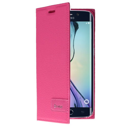 Galaxy S6 Edge ile Uyumlu Kılıf Kapaklı Safir Serisi Pembe