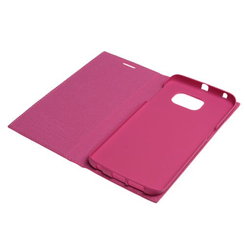 Galaxy S6 Edge ile Uyumlu Kılıf Kapaklı Safir Serisi Pembe