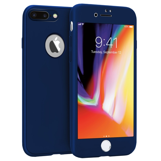Buff iPhone 8 Plus ile Uyumlu 4D Kılıf Blue