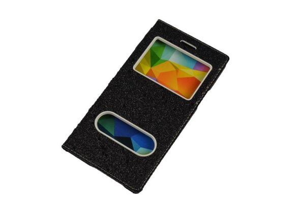 Jopus Galaxy Note 5 ile Uyumlu Simli Kapaklı Kılıf Siyah-KK-148