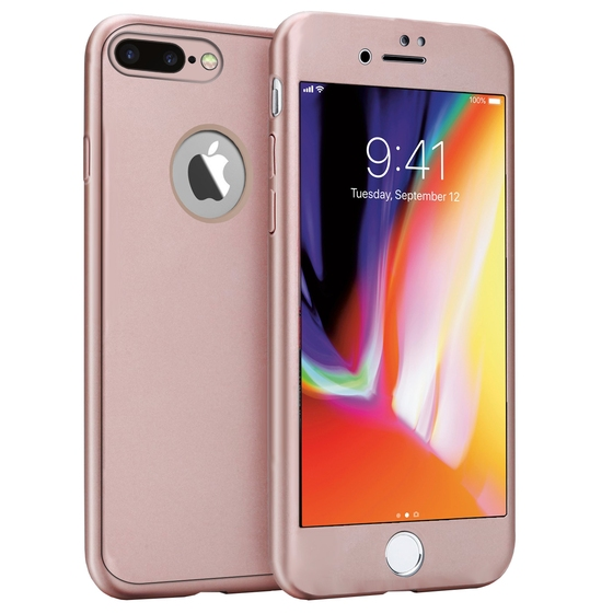 Buff iPhone 8 Plus ile Uyumlu 4D Kılıf Rose Gold