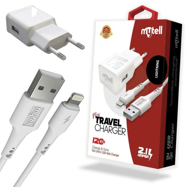 Mytell Şarj Seti SM-20 Lightning Beyaz iPhone 2in1 2100 mAh