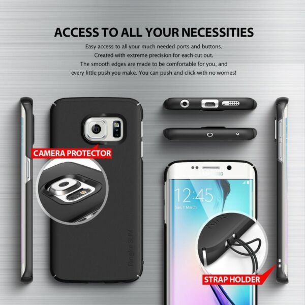 Ringke Slim Galaxy S6 Edge ile Uyumlu Kılıf SF Black 4 Tarafı Saran İnce Şık Tasarım