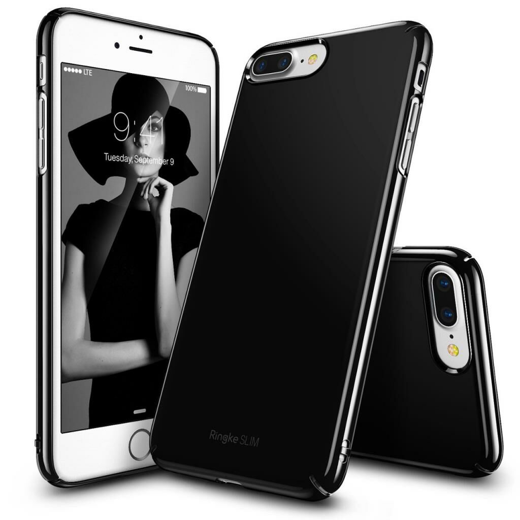 Ringke Slim iPhone 7/8 Plus ile Uyumlu KIlıf Gloss Parlak Black İnce Şık Tasarım