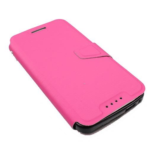 One M7 ile Uyumlu Yan Model Kapaklı Deri Kılıf Pembe