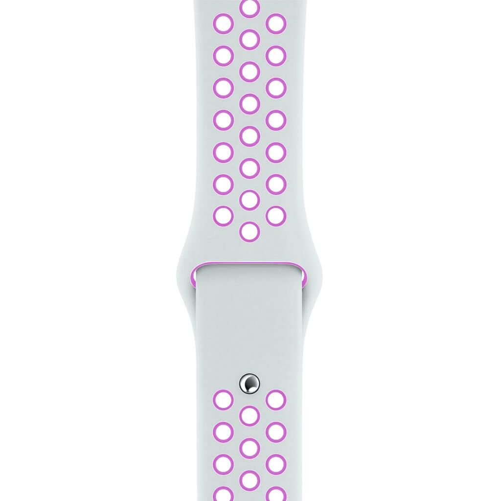 Apple Watch ile Uyumlu 42-44mm Silikon Kayış Beyaz/Pembe