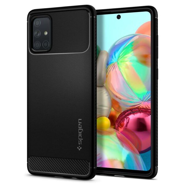 Spigen Galaxy A71 ile Uyumlu Kılıf Rugged Armor Matte Black