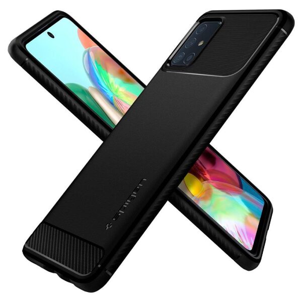 Spigen Galaxy A71 ile Uyumlu Kılıf Rugged Armor Matte Black