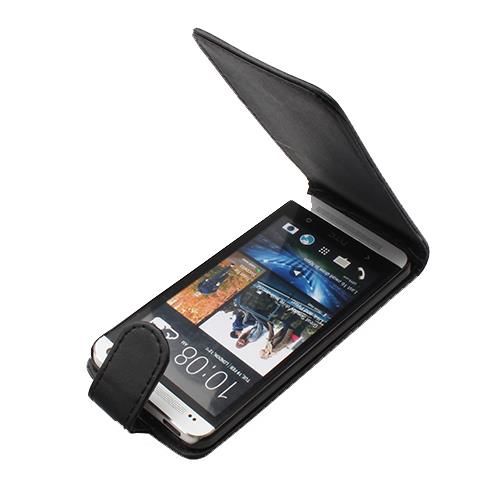 One M7 ile Uyumlu Dik Kapaklı Deri Kılıf Siyah