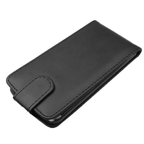 One M7 ile Uyumlu Dik Kapaklı Deri Kılıf Siyah