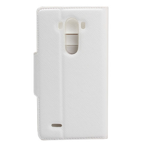 Jopus G3 ile Uyumlu D855 Yan Model Kapaklı Kartlıklı Kılıf Beyaz