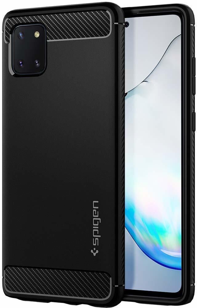 Spigen Galaxy Note 10 Lite ile Uyumlu Kılıf Rugged Armor Black