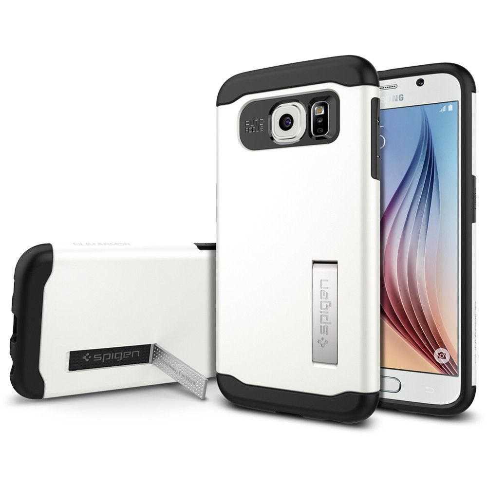 Spigen Galaxy S6 ile Uyumlu Kılıf Slim Armor Shimmery White