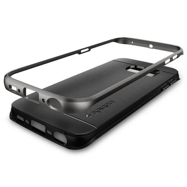 Spigen Galaxy S6 Edge ile Uyumlu Kılıf Neo Hybrid Gun Metal