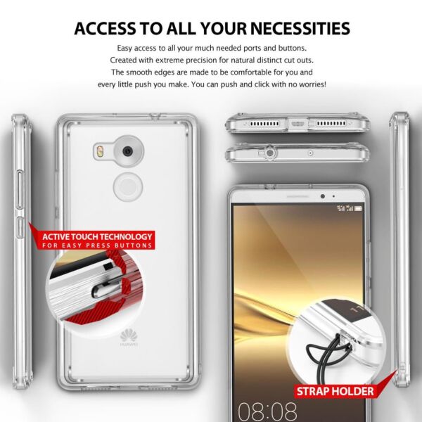 Ringke Fusion Mate 8 ile Uyumlu Kılıf Crystal Clear TPU Bumper Extra Darbe Emici