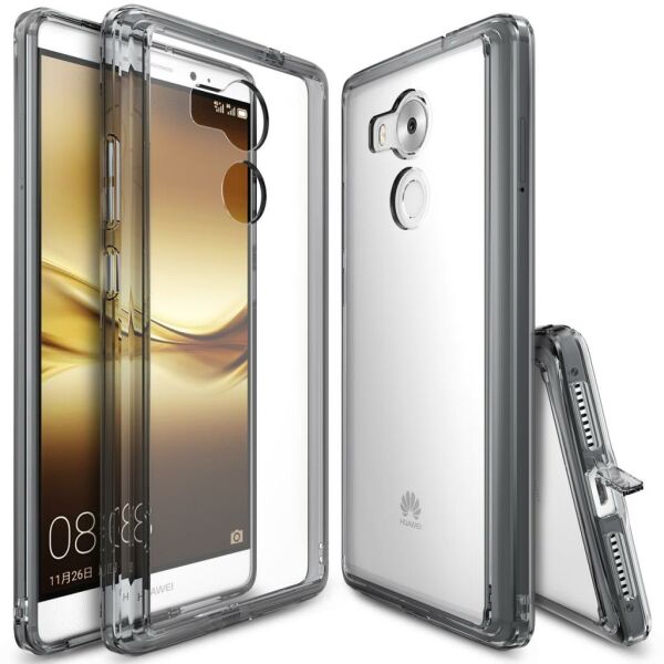 Ringke Fusion Mate 8 ile Uyumlu Kılıf Smoke Black TPU Bumper Extra Darbe Emici